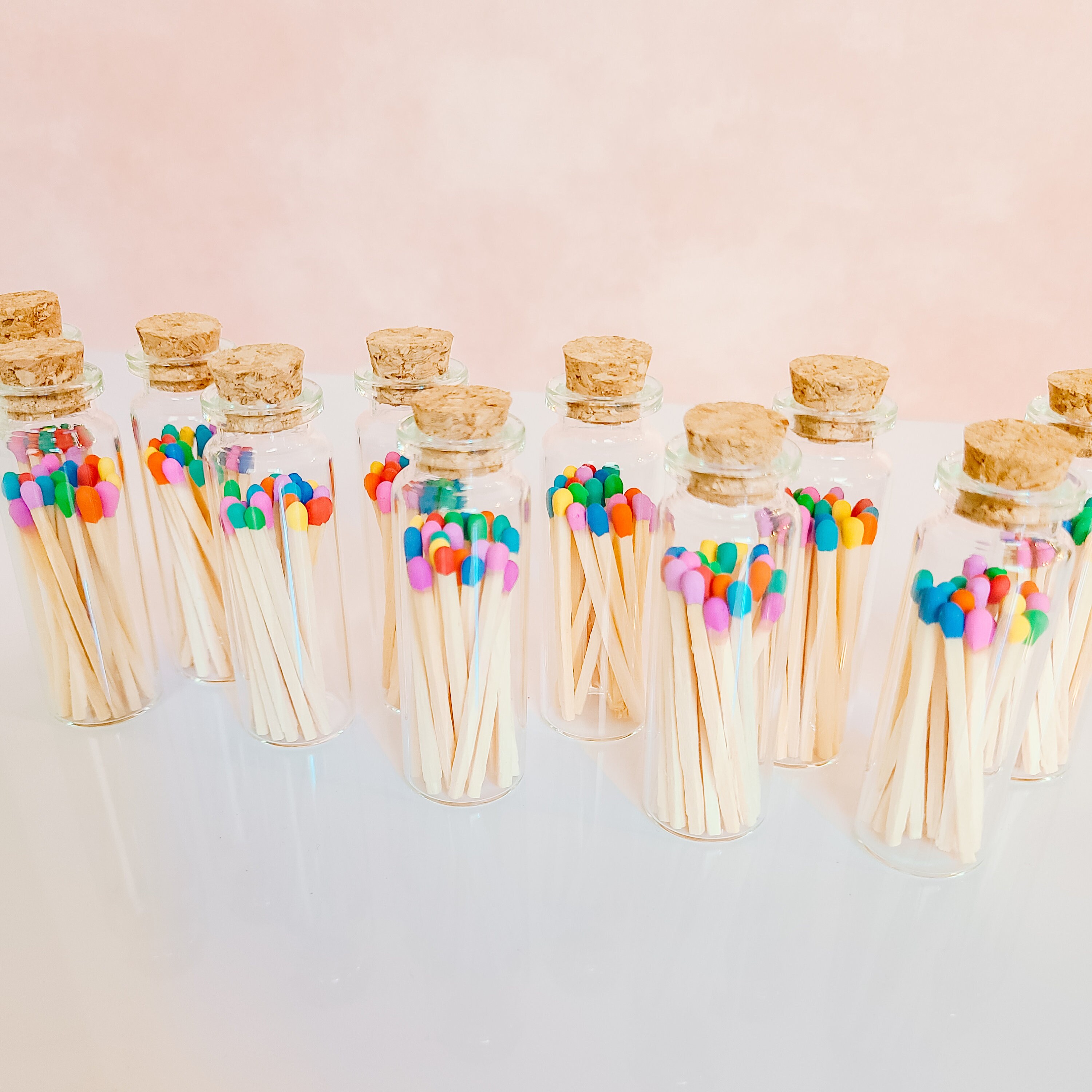 Wooden Rainbow Matches Matchstick Jar Strike On Bottle Etsy