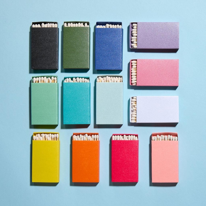 Iridescent Color Matchbox with White Wooden Matchsticks image 1