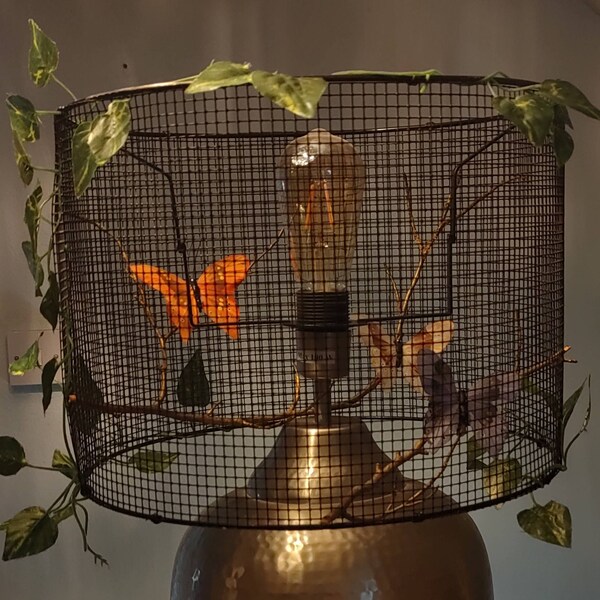 English Garden Lampshade, butterfly cage design