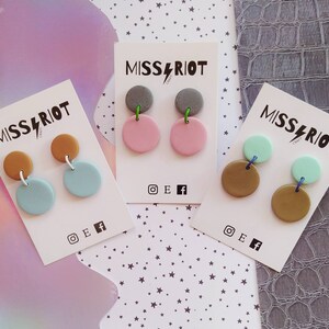 Earrings minimal design, Statement Earrings. Lightweight Clay Earrings, Minimalist Clay Earrings, Boho chic jewelry - Handmade jewelry gift