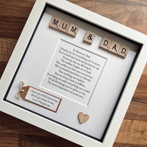 Mum & Dad poem frame. Mum and Dad gift. Parents frame.