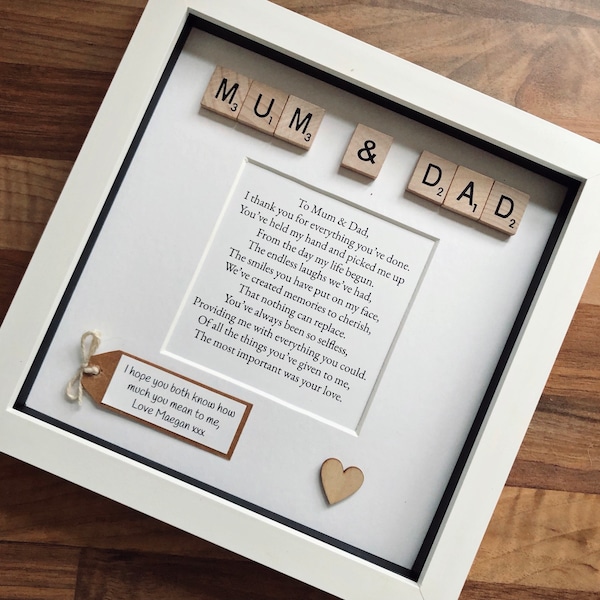 Mum & Dad poem frame. Mum and Dad gift. Parents frame.