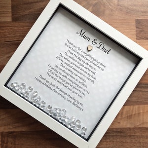 Mum & Dad verse frame with personalised line. Mum and dad gift. Mum and dad poem frame.