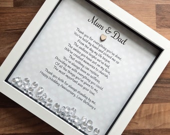 Mum & Dad verse frame with personalised line. Mum and dad gift. Mum and dad poem frame.