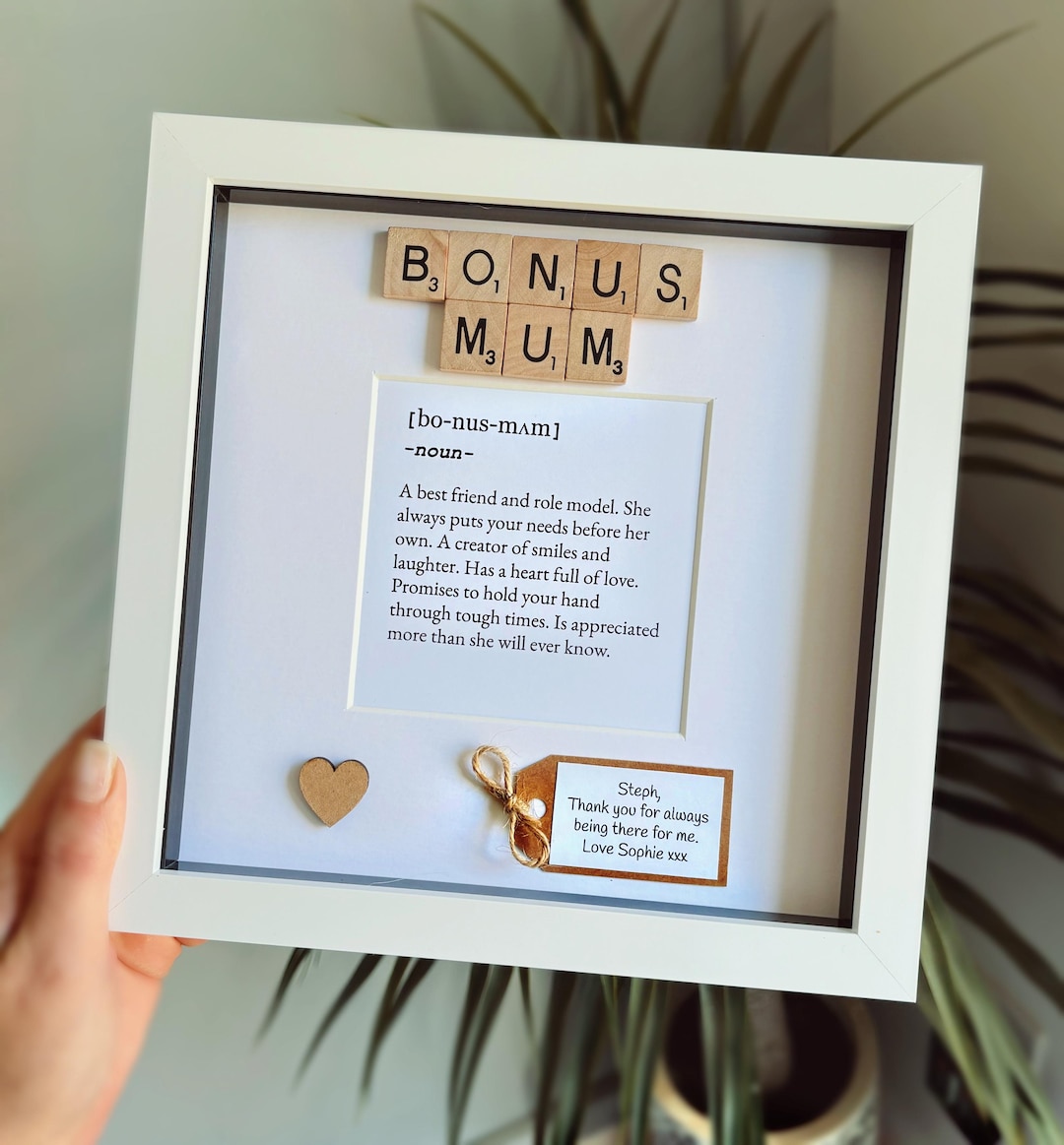 Personalised Bonus Mum Meaning Frame. Personalised Message. Step Mum