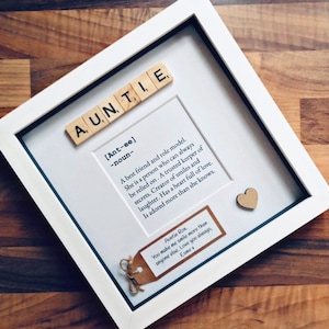 Personalised Auntie meaning frame. Personalised message. Auntie gift.