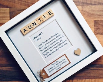 Personalised Auntie meaning frame. Personalised message. Auntie gift.