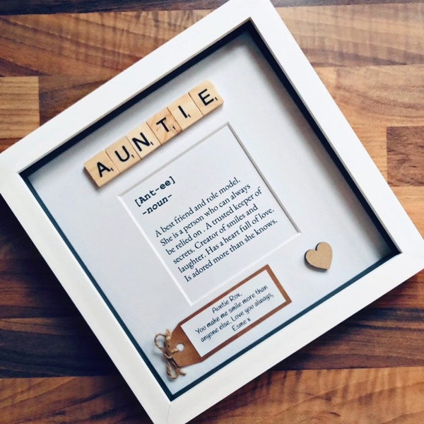Personalised Auntie meaning frame. Personalised message. Auntie gift.