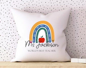 Personalised Teacher cushion. Teacher thank you gift. End of school present.