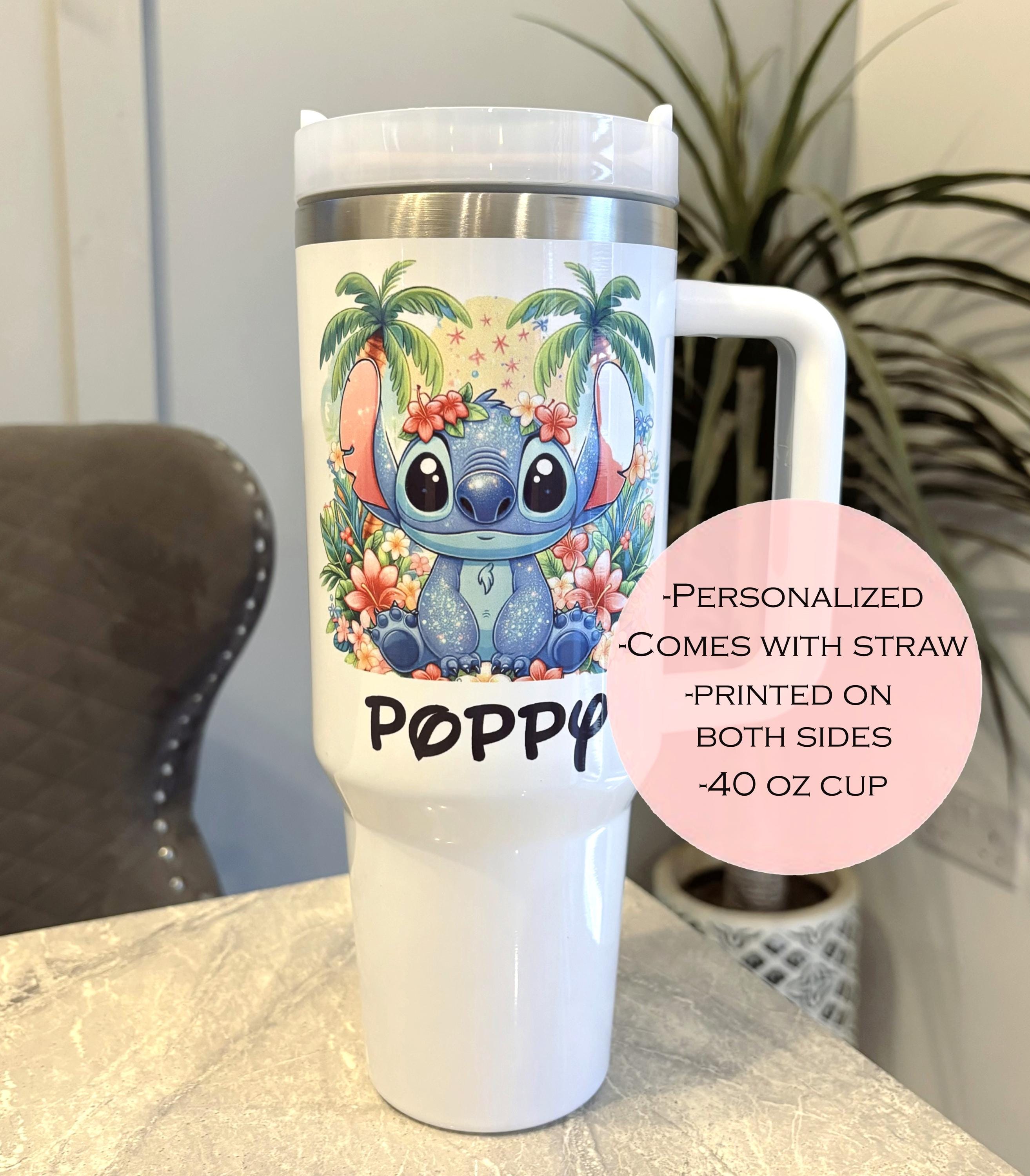 Personalised Stitch 40oz Tumbler. Decorated Travel Cup. Stainless