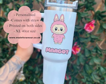 Personalised furry monster 40oz tumbler. decorated Travel cup. stainless steel thermal tumbler. stanley inspired cup.