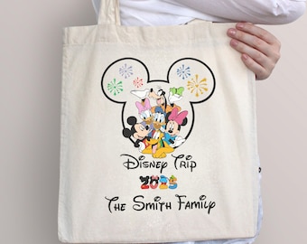 Personalised Family vacation bag. Magical Paris holiday. Florida Holidays souvenir. Mouse Tote Bag.