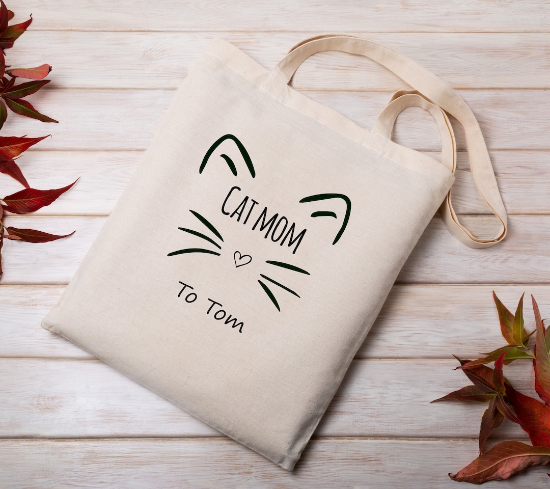 CafePress Cat Mom Luv Tote Bag - Natural Canvas Reusable Shopping Bag, Two Sizes Available