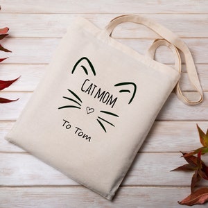 Personalised Cat mum tote bag. Cat lover gift. Cat shopper.