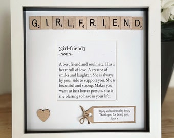 Personalised Girlfriend meaning frame. Custom girlfriend present.