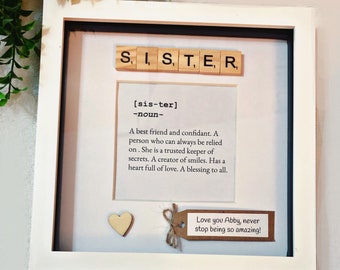 Sister meaning frame. Personalised sister gift
