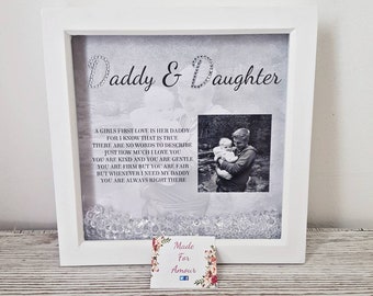 Daddy Daughter Crystal photo frame. Father and daughter frame