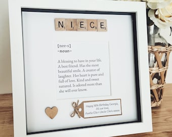 Personalised Niece meaning frame. Personalised message. Niece gift.