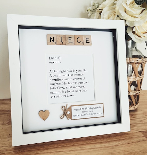 Personalised Niece meaning frame. Personalised message. Niece gift.