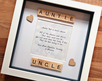Auntie & uncle verse frame personalised. Auntie uncle gift.