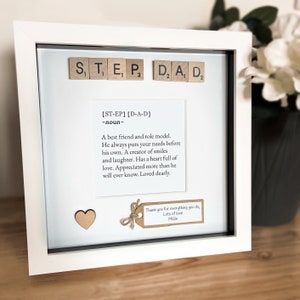 Personalised Step dad meaning frame. Personalised message. Step Dad gift.