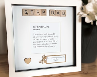 Personalised Step dad meaning frame. Personalised message. Step Dad gift.