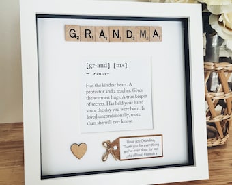 Personalised Grandma meaning frame. Personalised message. Grandma gift.