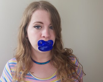 Adult Pacifier Soother Dummy from the dotty diaper company GREEN BROWN AND WHITE