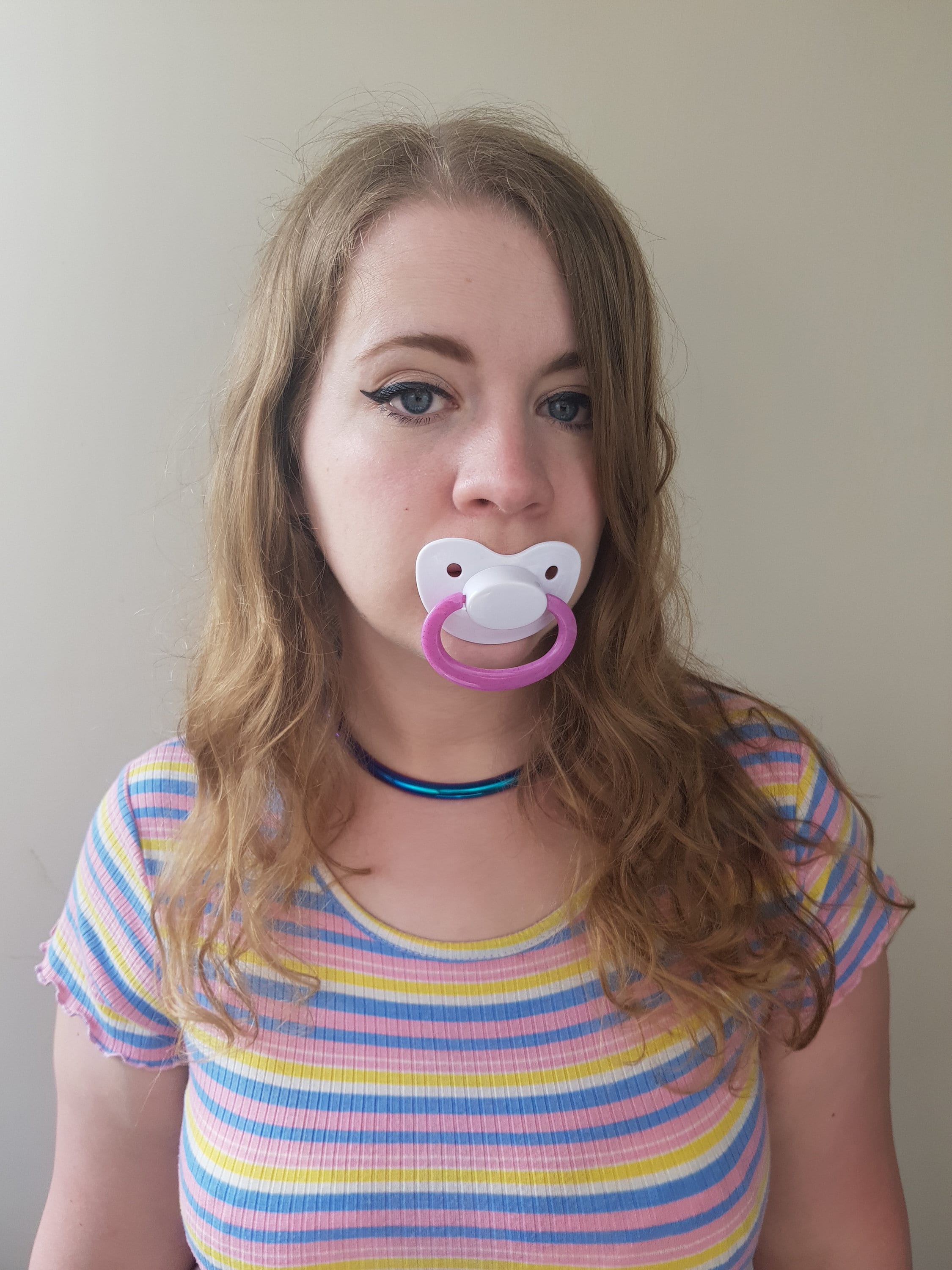 Adult Pacifier Soother Dummy from the dotty diaper Blue Alien design 