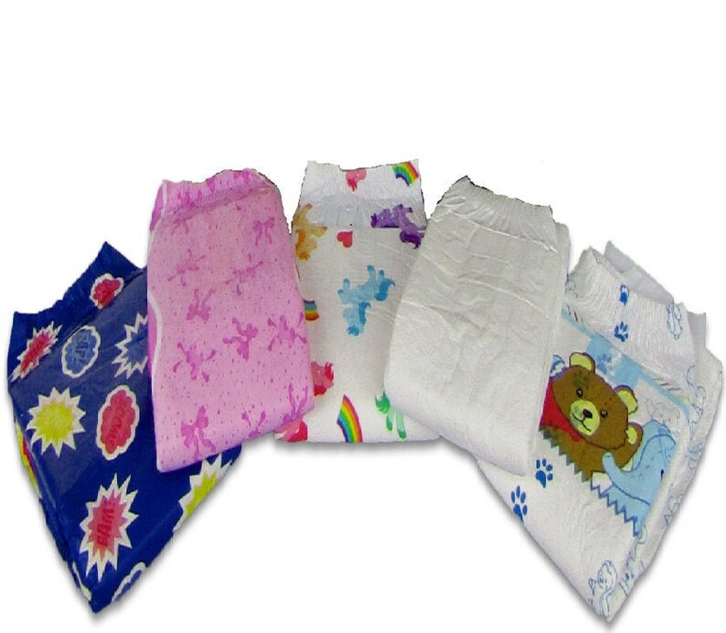 Dotty Diaper Sample Packs, Adult diaper NAPPY Incontinence, 2 sizes, ABDL 