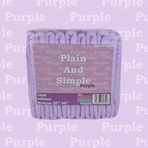 M - XL Plain and simple Purple 6000ml, Adult diaper NAPPY Incontinence ABDL Sample