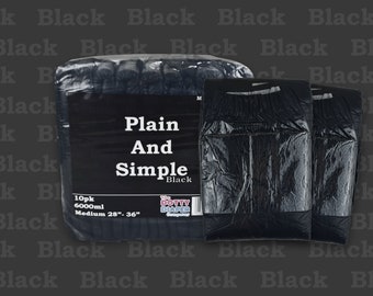 M - XL 2 Pack Plain and simple Black 6000ml, Adult diaper NAPPY Incontinence, ABDL Sample