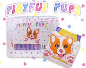 M - XL 2 Pack Playful Pups 6000ml, Adult diaper NAPPY Incontinence, ABDL