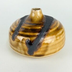 Vintage Seymour Mann Japanese Ceramic Small Weed Pot Shape Bud Vase, Fat Lava Style textured glaze, Earth Tone Colors
