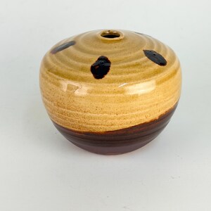 Vintage Takahashi Japanese Ceramic Small Weed Pot Shape Bud Vase, Japan, MCM, Gold and Brown Earth Tone Colors