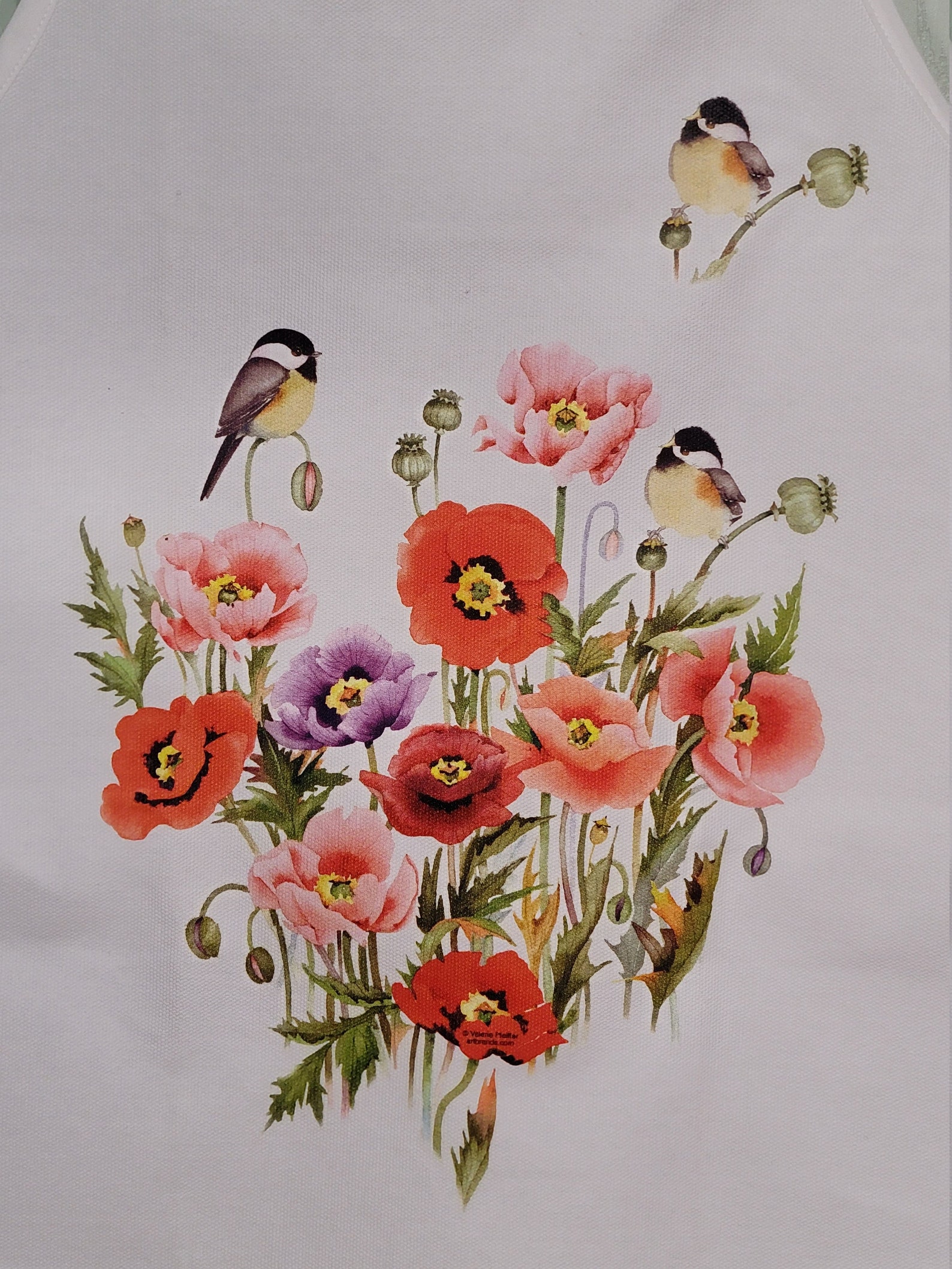 Black Capped Chickadee Birds Red Purple and Pink Poppy Flowers - Etsy