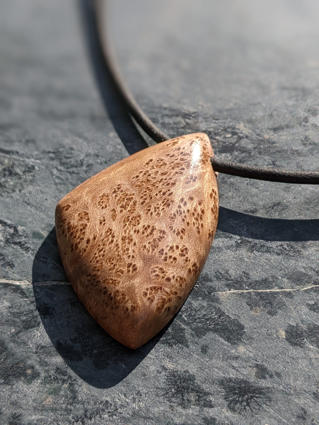 Asian Satinwood Burl Wood Necklace Wood Pendant Wood Jewelry 5th