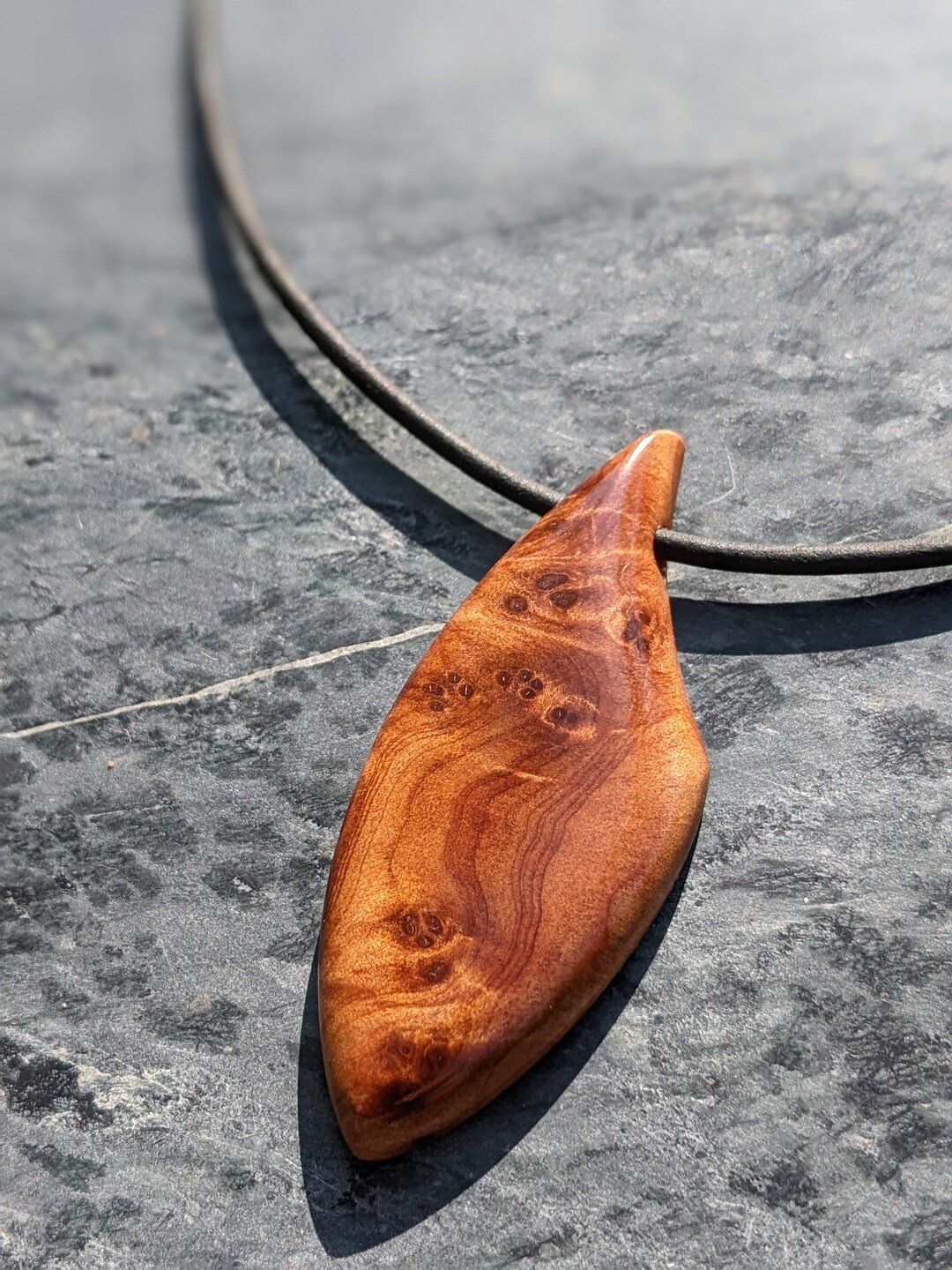 Thuya Burl Wood Necklace Wood Pendant Wood Jewelry 5th Anniversary Gift