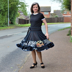 Upcycled Patchwork dress, Goth Dress, Black Patchwork Dress, Upcycled Cotton, Hippie, Funky, Whimsical, Jersey light cotton, size S, M