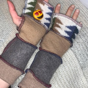 Cashmere Wool Recycled Hand Warmers, Wrist Warmers, Upcycled Arm Warmers, Mittens, One Size Upcycled Fingerless Gloves, Wrist Warmers