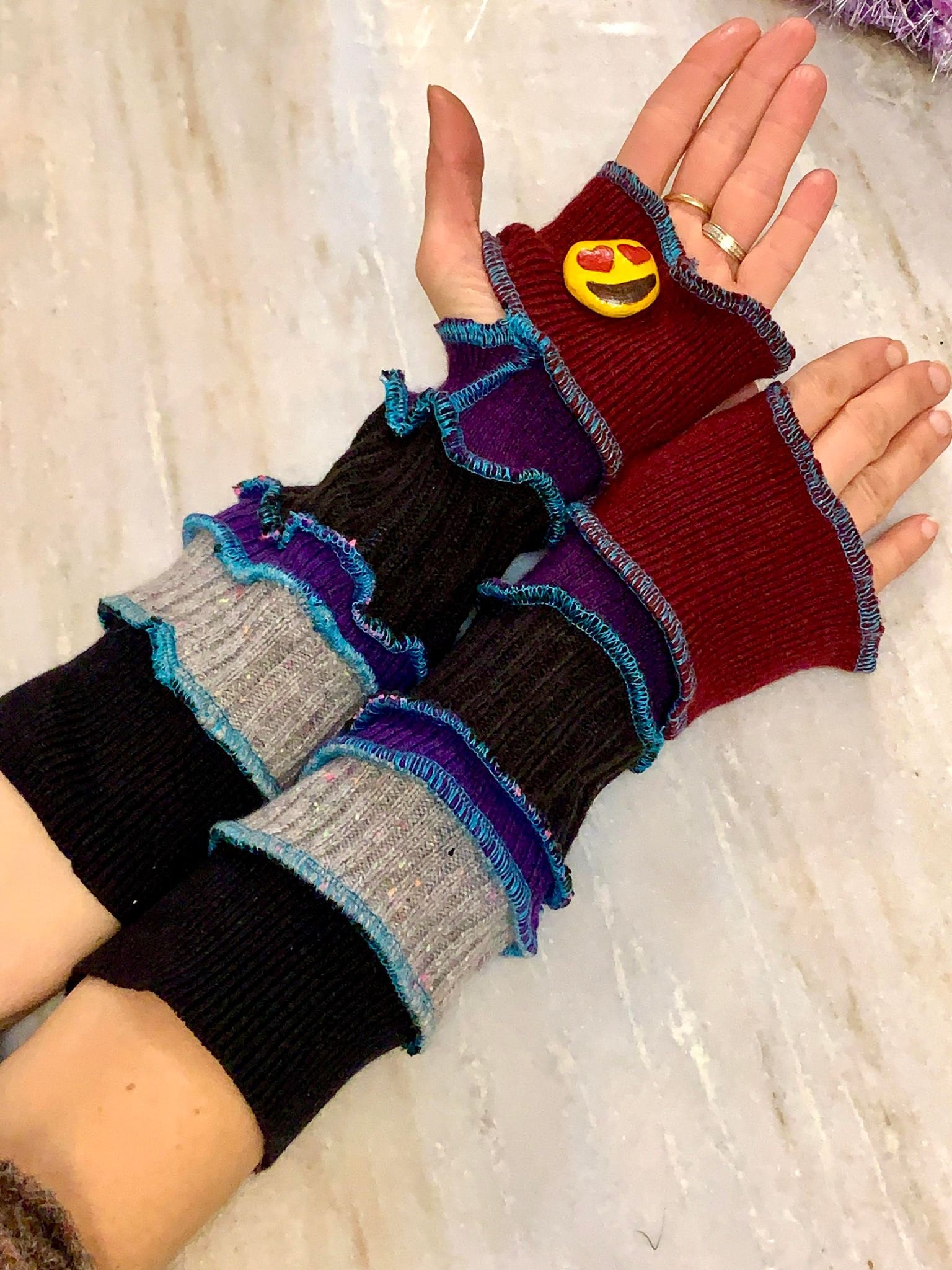Wool Recycled Hand Warmers, Wrist Warmers, Upcycled Arm Warmers