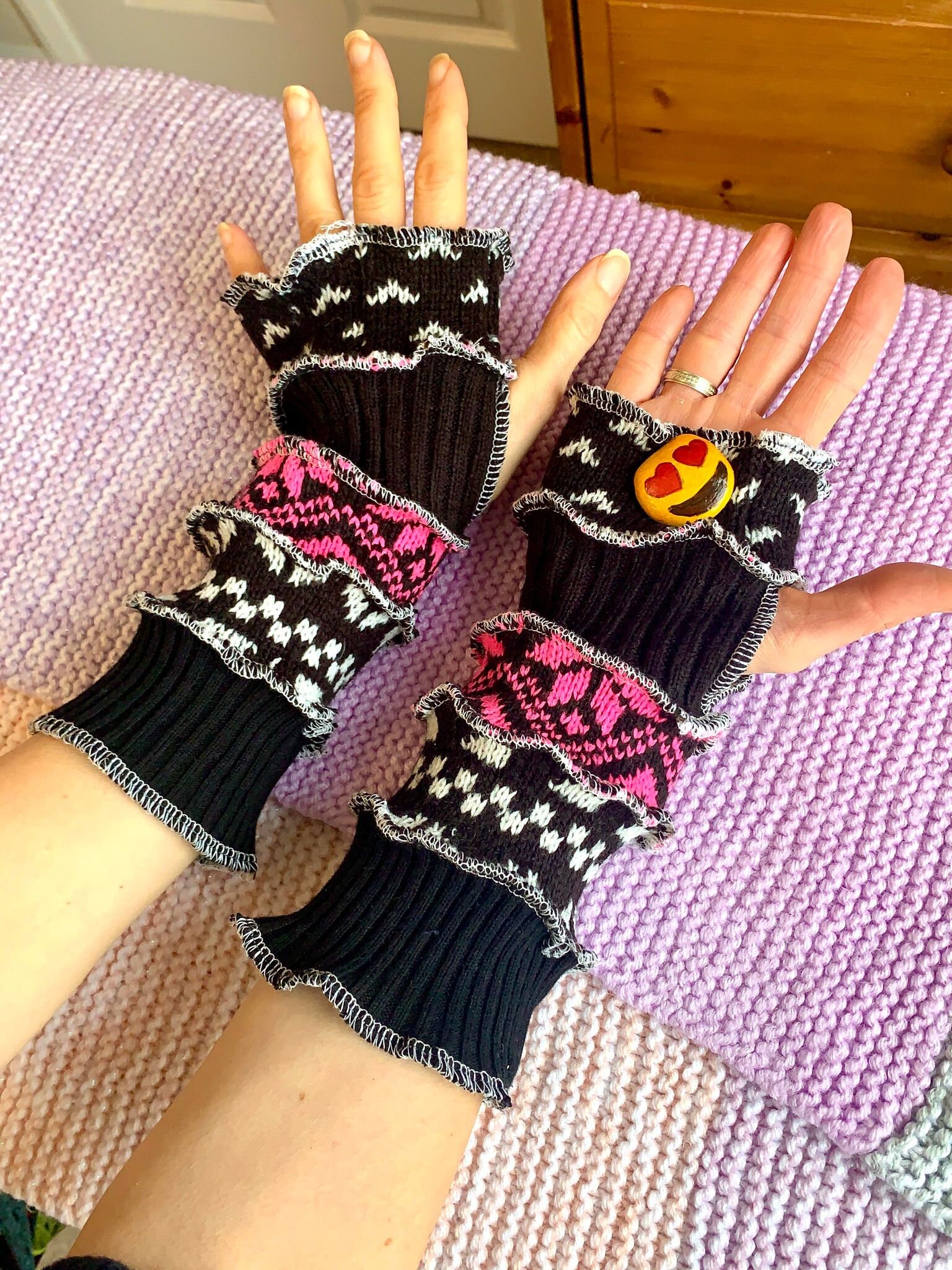 No Wool Recycled Hand Warmers, Wrist Warmers, Upcycled Arm Warmers