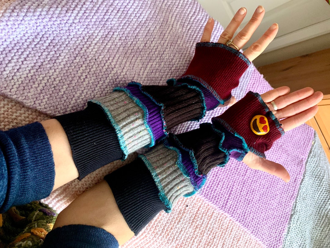 Wool Recycled Hand Warmers, Wrist Warmers, Upcycled Arm Warmers