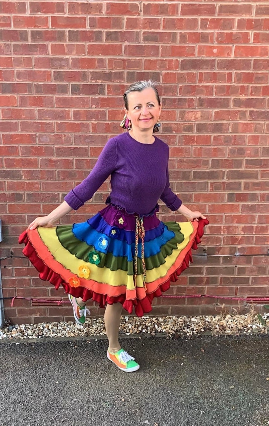 Upcycled Patchwork Skirt Midi Patchwork Skirt Rainbow - Etsy UK