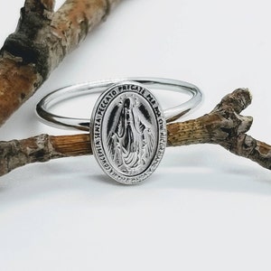 Miraculous Medal Ring, Virgin Mary Ring, Silver Religious Ring, Religious Band Ring, Religious Jewelry, Statement Ring, Mother Mary Ring image 1