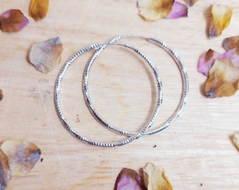 925 Sterling Silver Hoop Earrings, Twisted Hoop Earrings, Diamond Cut Hoop Earrings, Hoop Earrings for Women,  Lightweight Hoop Earrings