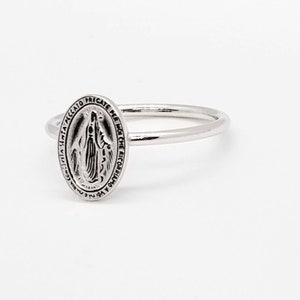 Miraculous Medal Ring, Virgin Mary Ring, Silver Religious Ring, Religious Band Ring, Religious Jewelry, Statement Ring, Mother Mary Ring image 3