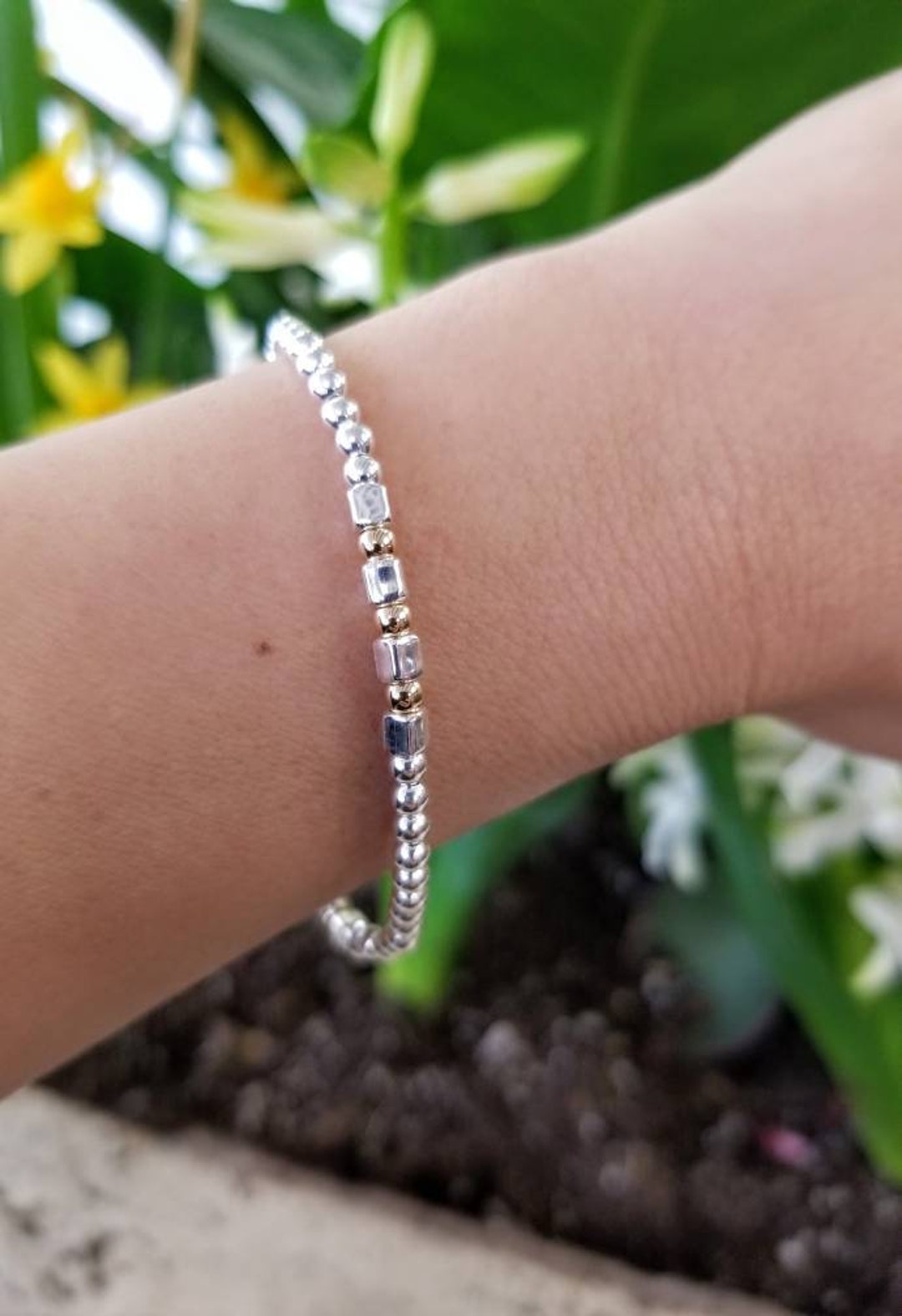 Ball and Cube Bracelet Layering Bracelet Silver Cube - Etsy