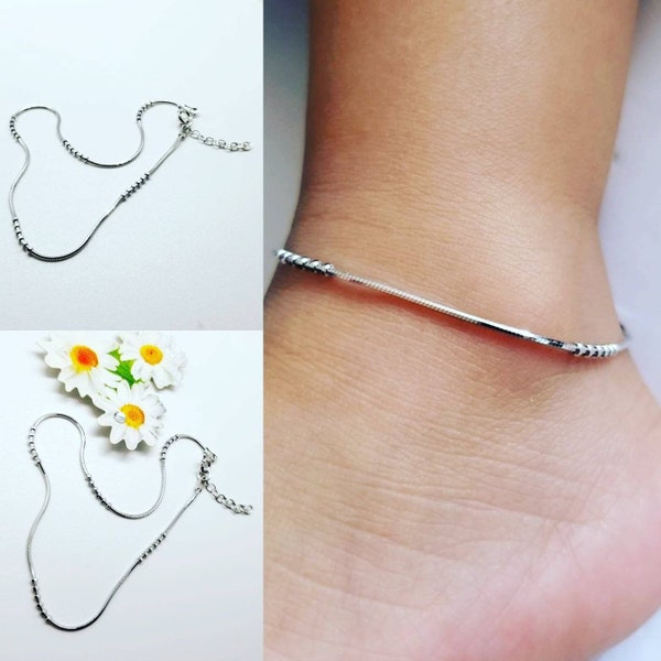 Sterling Silver Anklet, Silver Ankle Bracelet, Foot Bracelet, Anklet Silver, Foot Accessory, Dainty Ankle Bracelet, Ankle Bracelet Silver