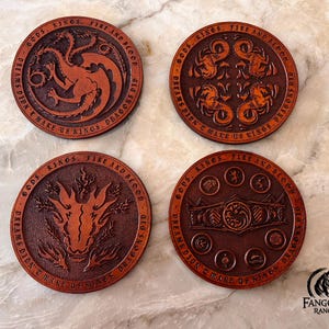 House of The Dragon 100% Leather Coaster Set